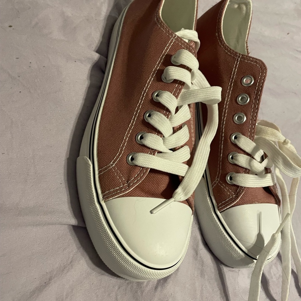 Amazon Pink and White Sneakers with Rubber Soles